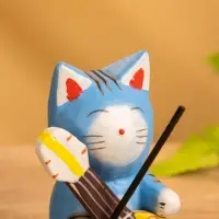 Сувенир «Кот с контрабасом», 4×5×8 см, дерево, МИКС
