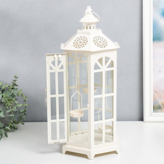 Подсвечник металл "Фонарь - цветок" МИКС 20х20х44 см