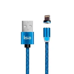 Кабель USB на Lightning 1.2m 2A магнитный MС-02 ISA синий