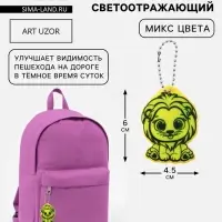 Светоотражающий элемент, брелок &laquo;Львёнок&raquo;, двусторонний, 4.5&times;6 см, МИКС