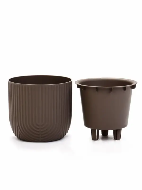 Кашпо со вставкой 1 л d15 см h14 см РАМОНА серый