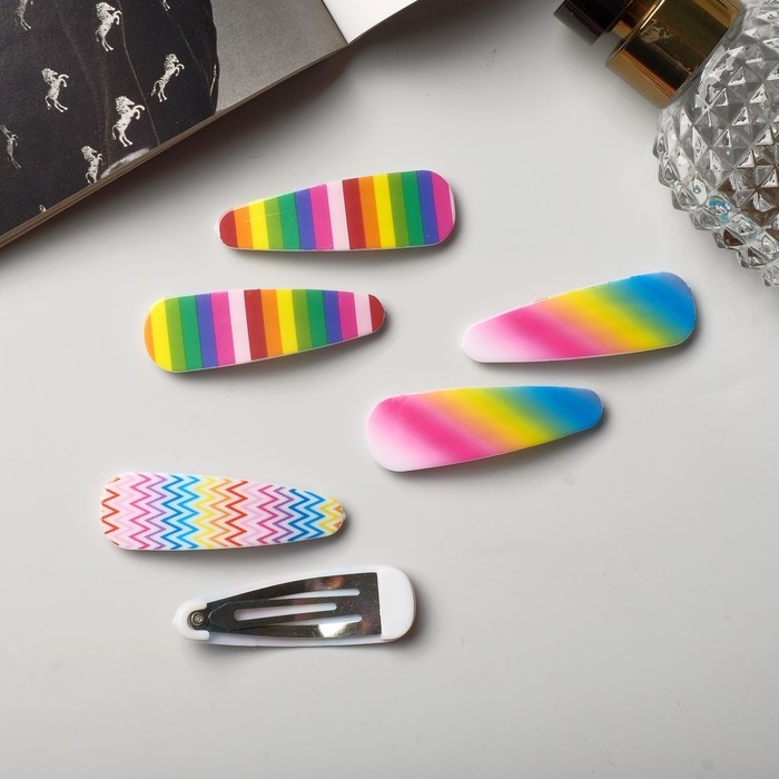 Невидимка для волос  Невидимка для волос "Герти" (набор 6 шт) лето переливы, 5,5 см