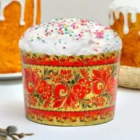 Форма бумажная для кулича Деко-про «Хохлома», 13.4×10 см, МИКС