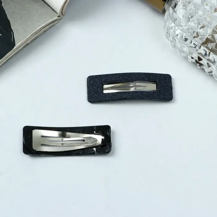 Невидимки для волос «Адели», набор 2 шт., блеск прямой, 5 см, чёрные