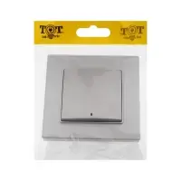 Выключатель TOT Matte Glass, 10 А, 1 клавиша, с подсветкой, скрытый монтаж, стеклянная рамка, серебристый