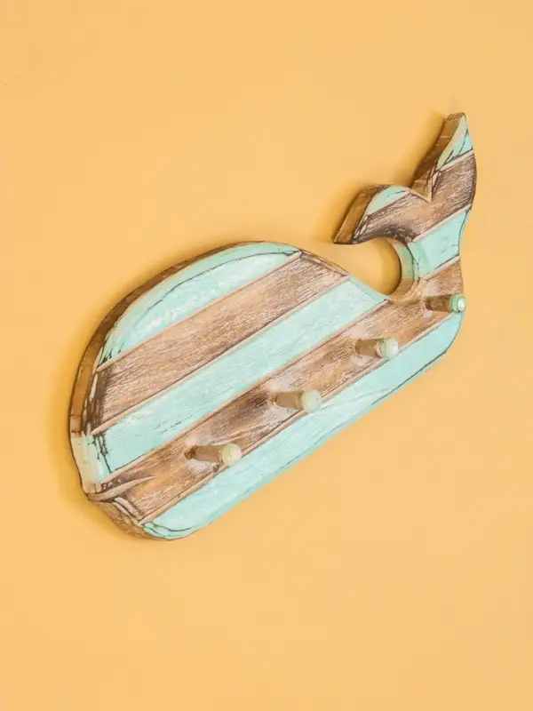 Вешалка «Кит», с 3 крючками, 44×6×18 см, дерево, бирюзовая Вешалка «Кит», с 3 крючками, 44×6×18 см, дерево, бирюзовая