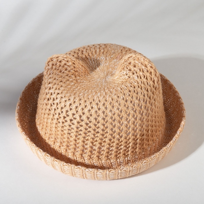 Шляпа для девочки MINAKU с ушками, цвет бежевый, р-р 48 Шляпа для девочки MINAKU с ушками, цвет бежевый, р-р 48