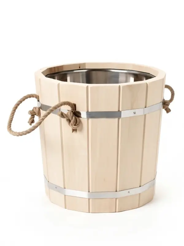 Ведро-запарник для бани и сауны, 12 л, деревянное, нержавеющая вставка
