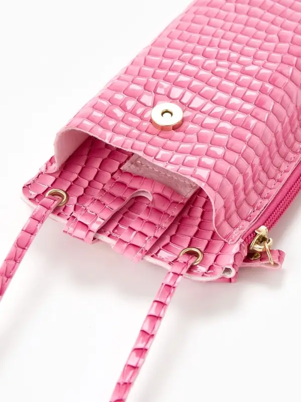 Сумка на магните, с длинным ремнём, 10&times;2.5&times;20 см, розовая