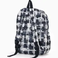 Рюкзак школьный на молнии, с карманами, с принтом, 28.5&times;12&times;41 см, чёрный