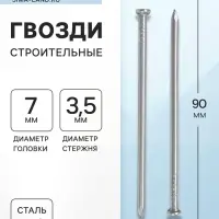 Гвозди ТУНДРА, строительные, ГОСТ 4028-63, без покрытия, 3.5&times;90 мм, фасовка 0.2 кг