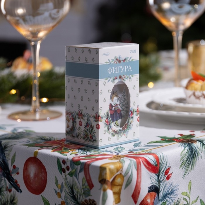 Светодиодная фигура «Белый фонарь с лисами» 6.3 × 12 × 6.3 см, пластик, батарейки AG13х3 (в комплекте), свечение тёплое белое