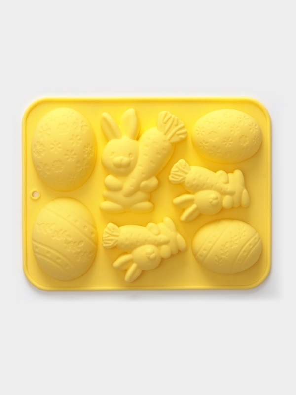 Форма для выпечки Доляна «Пасха», силикон, 7 ячеек, 18,5×14,5×2,5 см, жёлтая Форма для выпечки Доляна «Пасха», силикон, 7 ячеек, 18,5×14,5×2,5 см, жёлтая