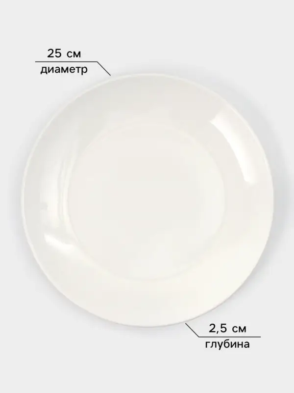 Тарелки обеденные Доляна White Label, набор 4 шт., d=25 см, фарфор, белые