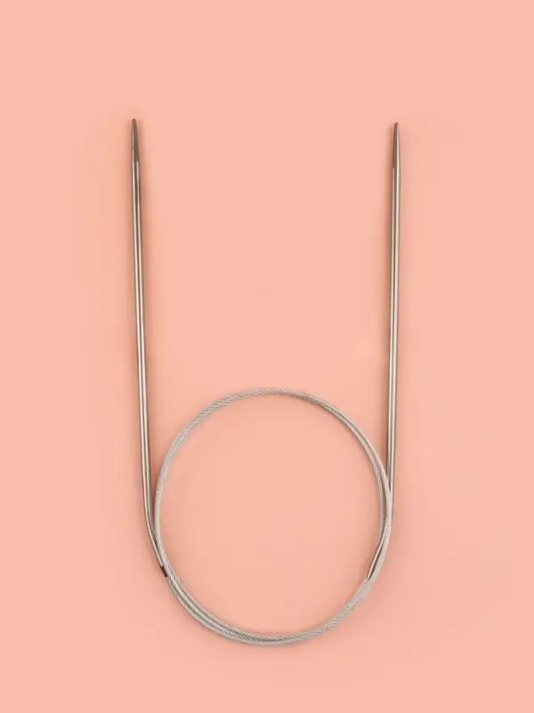 Спицы круговые, для вязания, с металлическим тросом, d=3 мм, 14/80 см