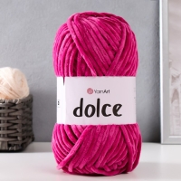 Плюшевая пряжа для вязания спицами, крючком YarnArt, Dolce, 100% микрополиэстер, 120 м/100 г, (794 фуксия)