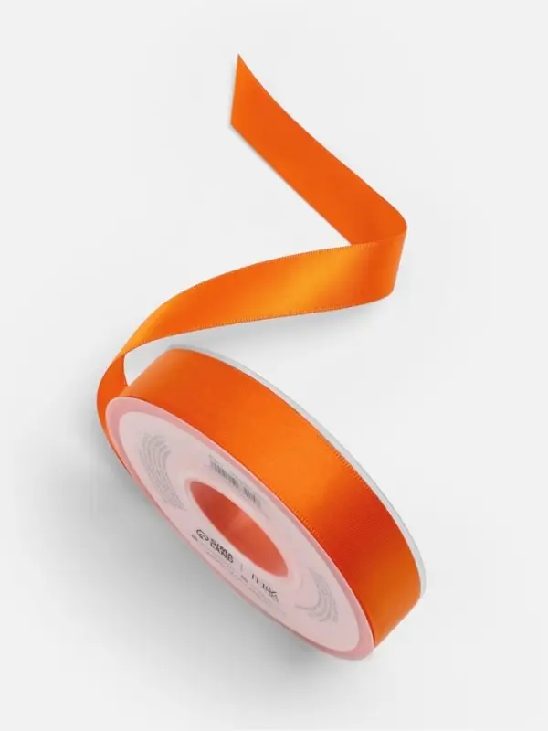 Лента атласная TEIRA, двухсторонняя, 20 мм, 25&plusmn;1 м, оранжевая №751