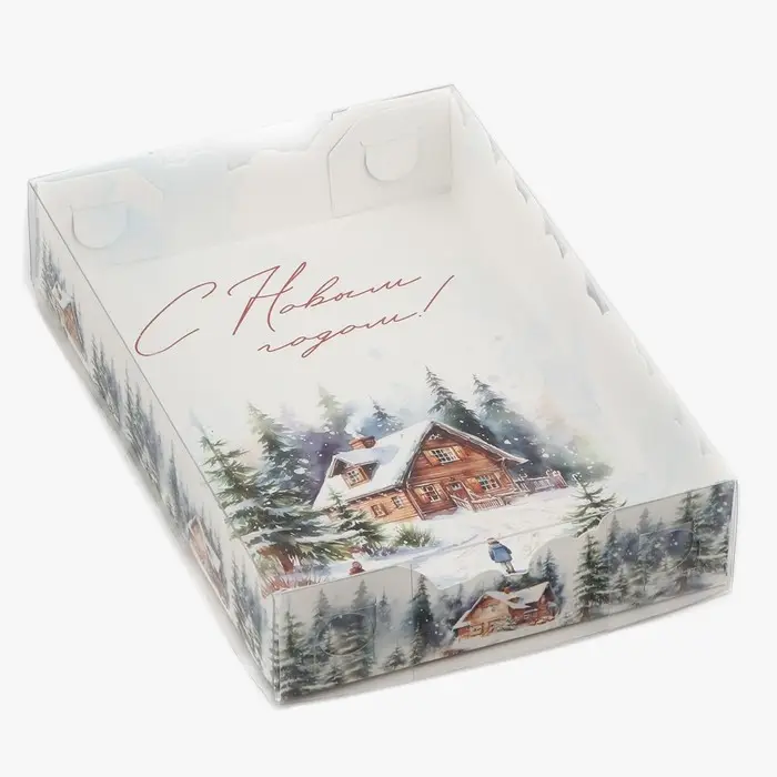 Коробка для макарун «Зима», 18 х 12 х 3.5 см