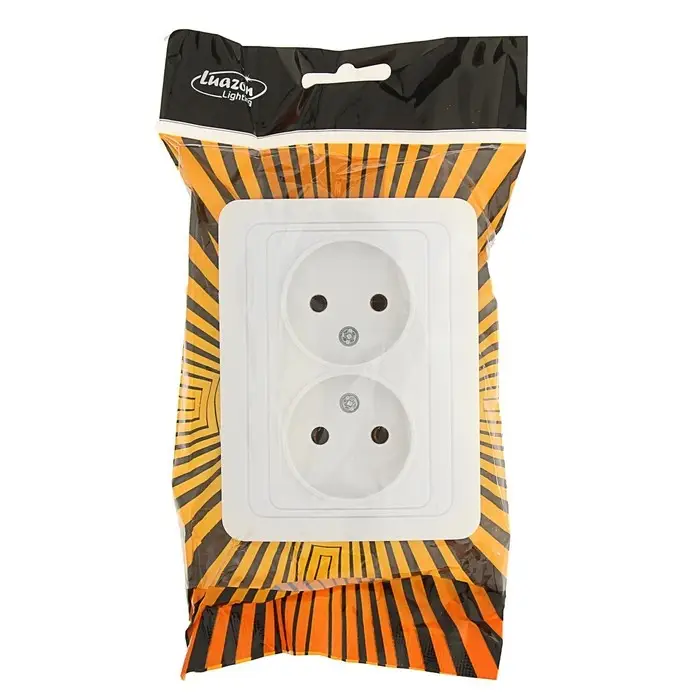 Розетка двухместная Luazon Lighting "ЕКБ", 10 А, без з/к, белая
