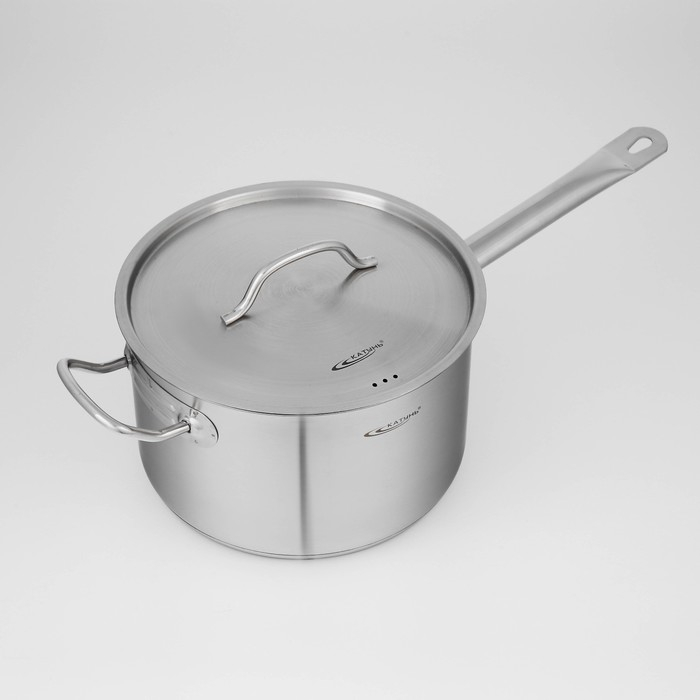 Ковш «Общепит», 6,3 л, d=24 см, h=14,5 см, металлическая крышка, с теплораспределительным слоем, индукция Ковш «Общепит», 6,3 л, d=24 см, h=14,5 см, металлическая крышка, с теплораспределительным слоем, индукция