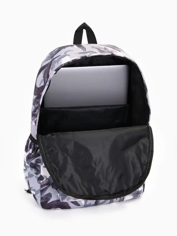 Рюкзак школьный на молнии, с карманами, с принтом, размер 30&times;13&times;42 см, серый