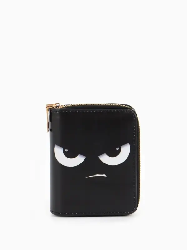Кошелёк на молнии Выбражулька &laquo;Взгляд&raquo;, 8.5&times;2.5&times;10.5 см, с принтом, чёрный/серый