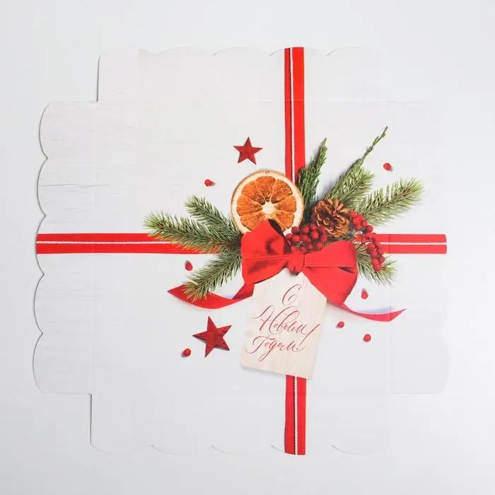 Коробка для кондитерских изделий с пластиковой крышкой &laquo;С Новым годом!&raquo;, 15 х 15 х 3 см