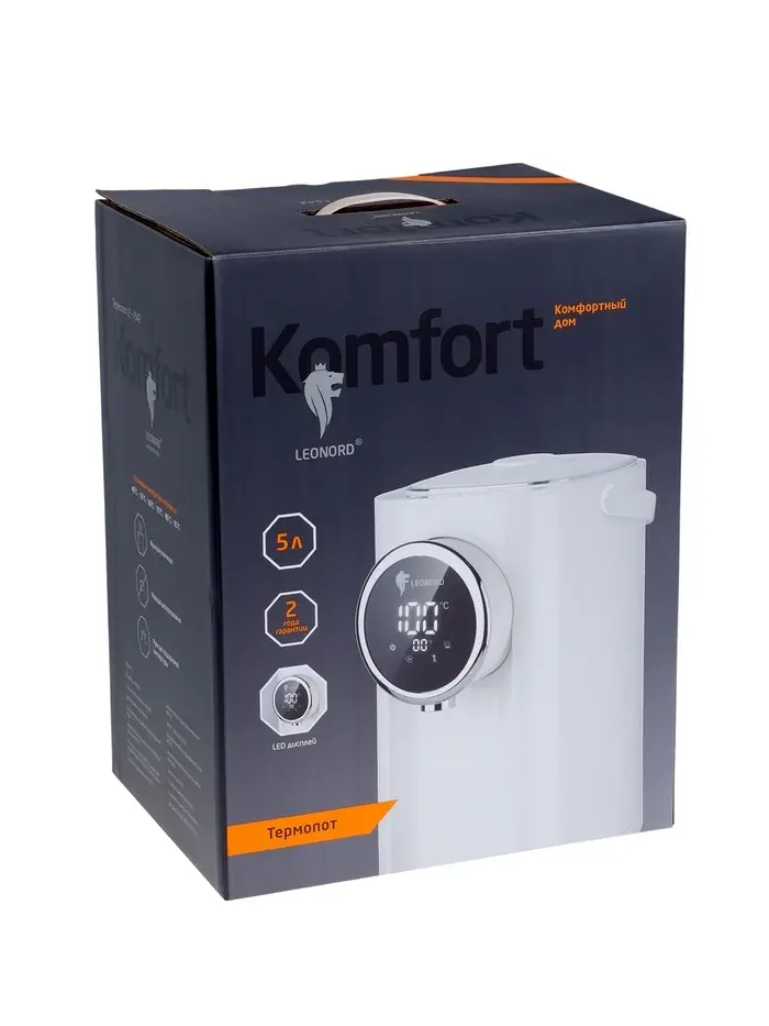 Термопот Leonord LE-1542, 1200 Вт, 5 л, регулировка t, сенсор, 8 режимов, белый Термопот Leonord LE-1542, 1200 Вт, 5 л, регулировка t, сенсор, 8 режимов, белый