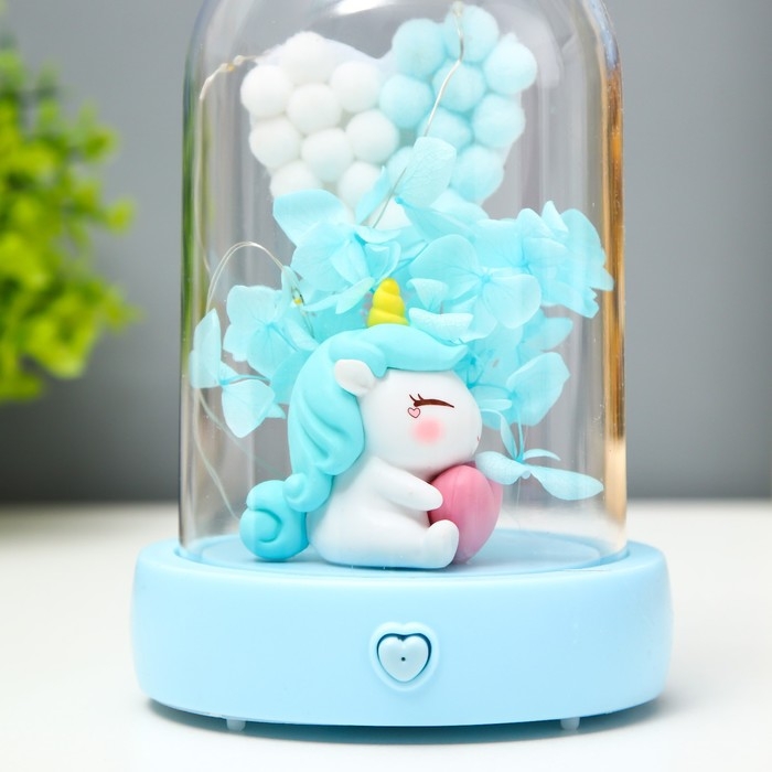 Ночник музыкальный колба Ночник музыкальный колба "Единорог" LED 3хААА голубой 9,5х9,5х16 см