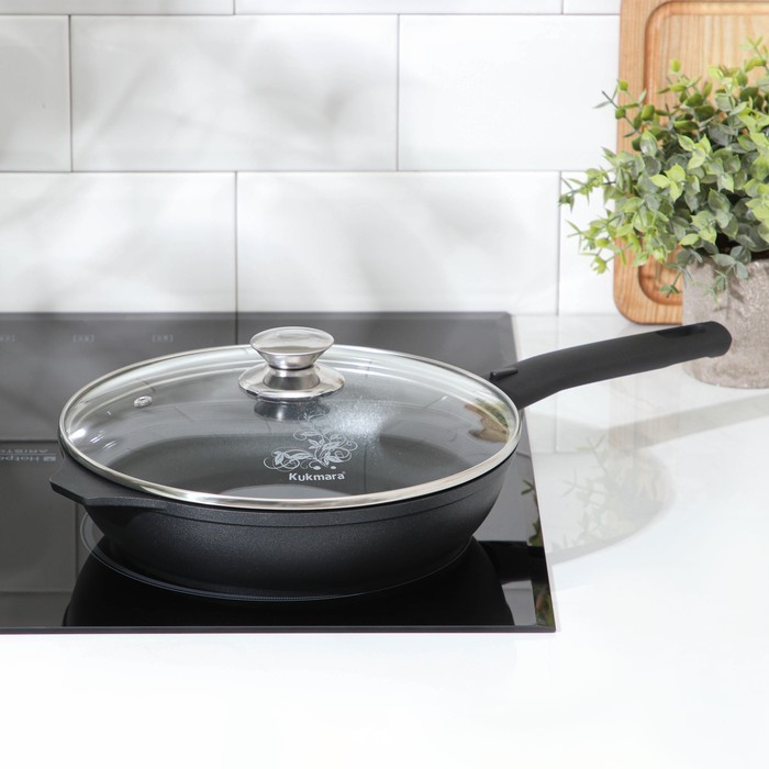 Сковорода «Традиция», d=24 см, стеклянная крышка, съёмная ручка, антипригарное покрытие, цвет чёрный Сковорода «Традиция», d=24 см, стеклянная крышка, съёмная ручка, антипригарное покрытие, цвет чёрный