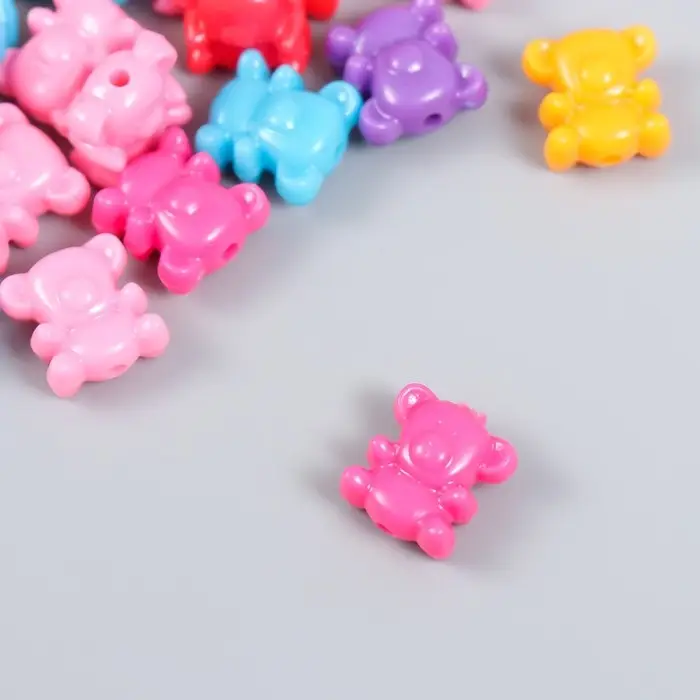 Бусины для творчества пластик  Бусины для творчества пластик "Медвежата цветные" набор 17 гр 1,2 см