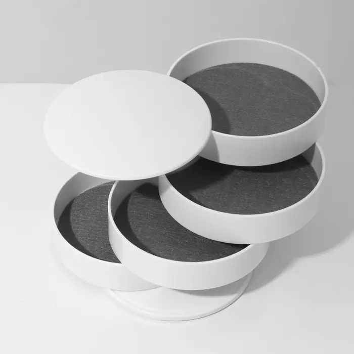 Шкатулка - органайзер для хранения украшений, 4 секции, 10&times;10&times;10 см, белая