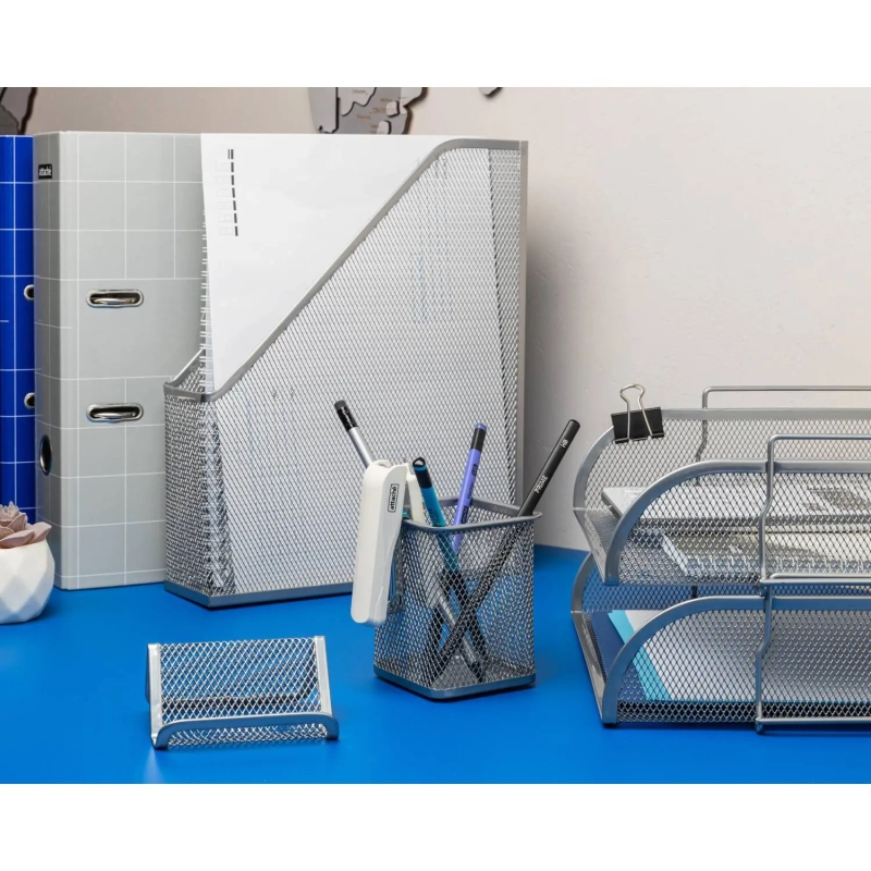 Лоток горизонтальный для бумаг Attache 83x340x268мм металл сетка серебр