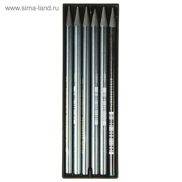 Набор карандашей цельнографитовых Koh-I-Noor. PROGRESSO 8915, 6 штук, разной твёрдости, круглый