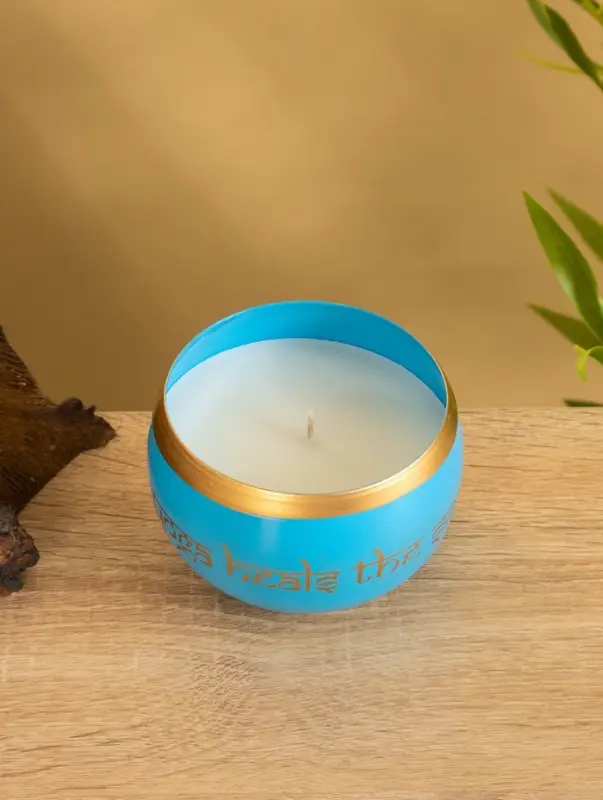 Свеча в чаше Yoga heal the soul голубая, соевый воск 200 гр 8,5х7 см Свеча в чаше Yoga heal the soul голубая, соевый воск 200 гр 8,5х7 см