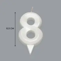 Свеча в торт «Грань», цифра 8, жемчужный, 6.5 см