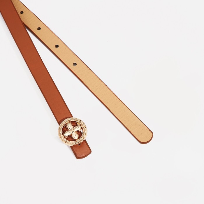 Ремень женский, ширина 1.4 см, пряжка металл, цвет коричневый