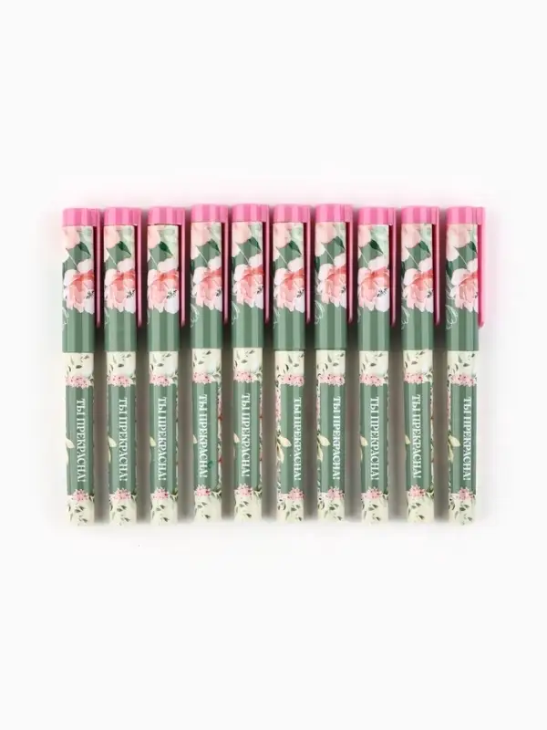 Ручка шариковая, синяя паста, пластиковый корпус с колпачком, 0.7 мм «Ты прекрасна, цветы» Ручка шариковая, синяя паста, пластиковый корпус с колпачком, 0.7 мм «Ты прекрасна, цветы»