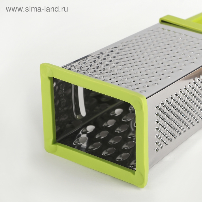 Тёрка четырёхгранная Доляна «Энергия», 10×8×20 см, прорезиненное дно, зелёная Тёрка четырёхгранная Доляна «Энергия», 10×8×20 см, прорезиненное дно, зелёная