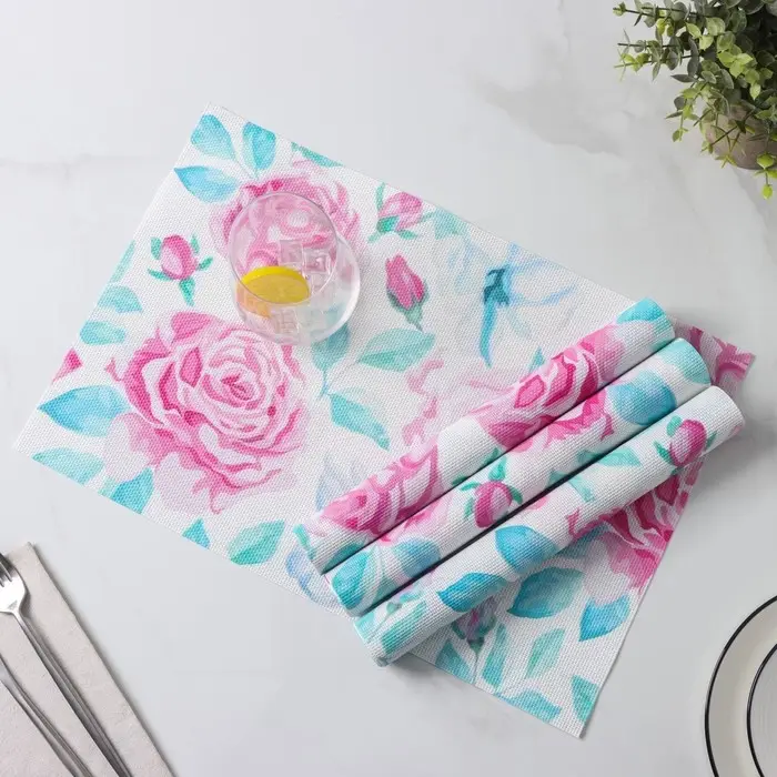 Салфетки сервировочные на стол Доляна &laquo;Бутоны&raquo;, 4 шт., 45&times;30 см