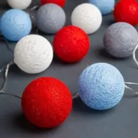 Гирлянда &laquo;Нить&raquo; 5 м с насадками &laquo;Клубки красно-голубые&raquo;, IP20, прозрачная нить, 20 LED, свечение тёплое белое, 220 В