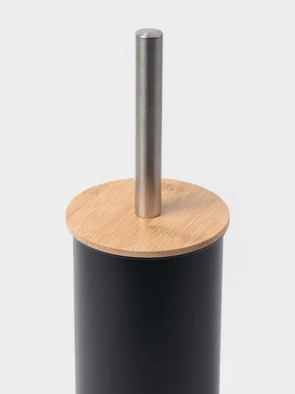 Ёршик для унитаза с подставкой SAVANNA BAMBOO, 9.5&times;38 см, чёрный