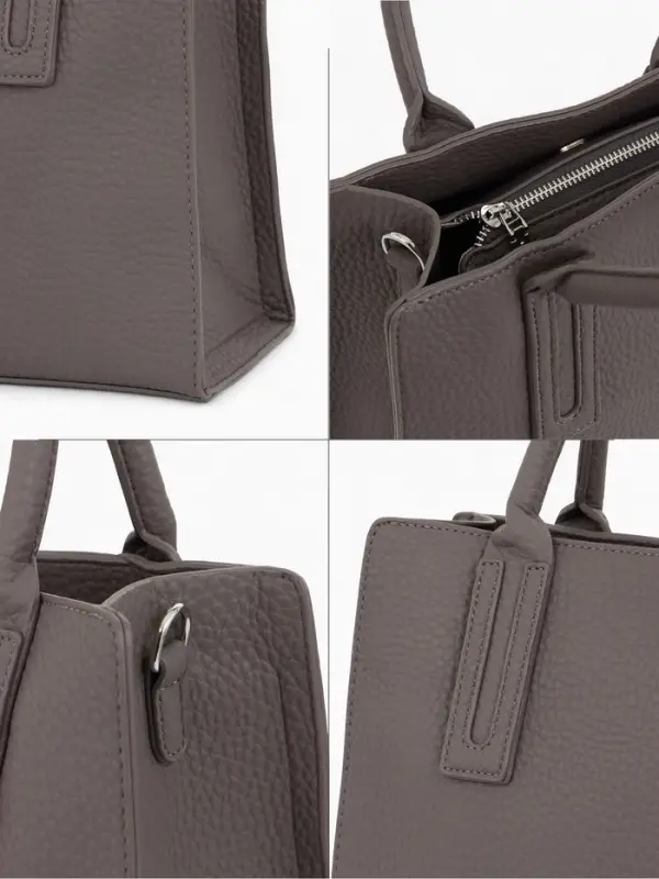 Сумка тоут TEXTURA, с длинным ремнем, средний размер, 29&times;10&times;25 см, однотонная, серая