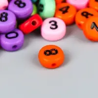 Набор бусин для рукоделия и плетения &laquo;Арт Узор. Разноцветные цифры&raquo;, пластик, 20 г, 0.7&times;0.7 см