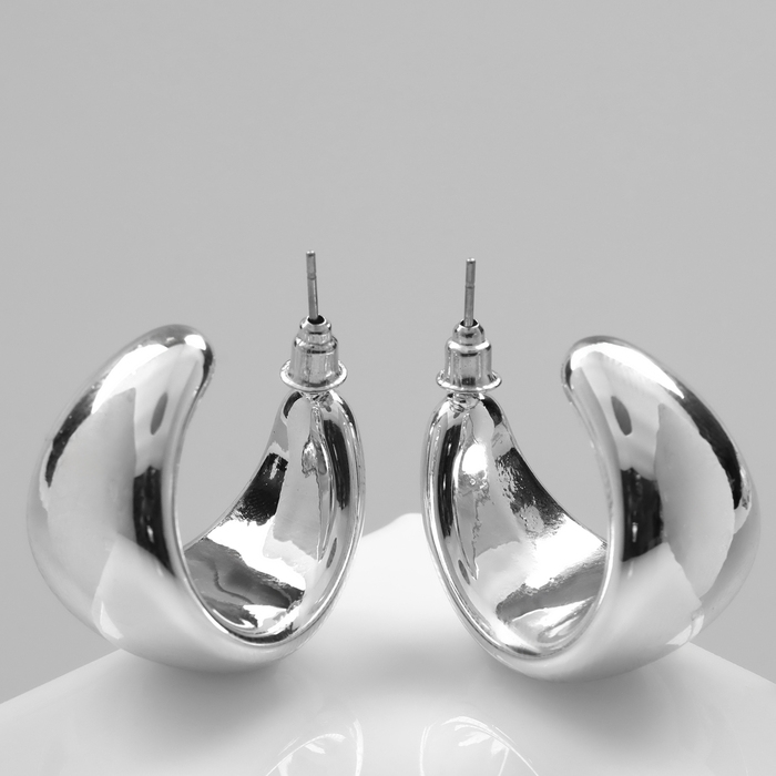 Серьги пластик «Круг» гало мини, цвет серебро Серьги пластик «Круг» гало мини, цвет серебро