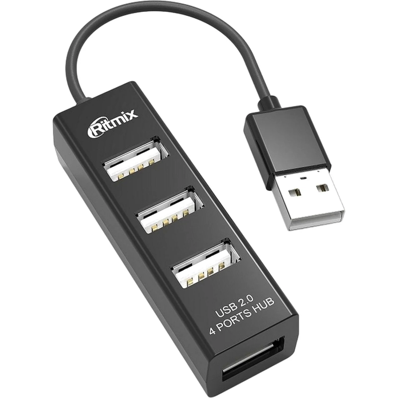 Разветвитель USB Ritmix CR-2402 black (USB хаб) 4 порта USB (15119265)