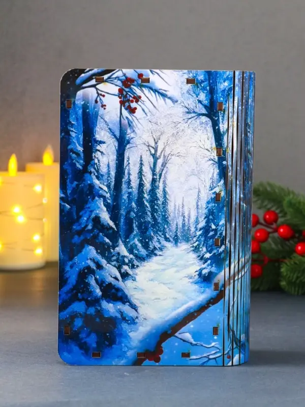 Книга-шкатулка новогодняя №3 "Три снегиря ".  19х13х5 см