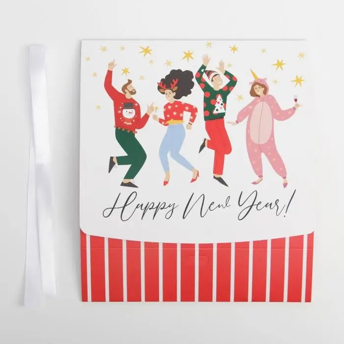 Коробка подарочная новогодняя складная «Happy NY», 20 х 18 х 5 см, Новый год Коробка подарочная новогодняя складная «Happy NY», 20 х 18 х 5 см, Новый год