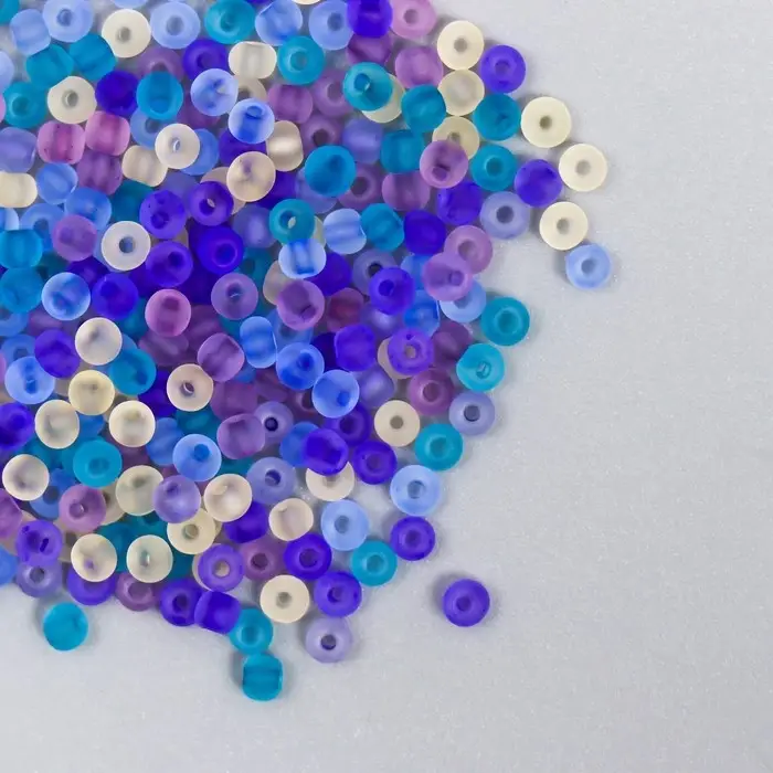 Бисер стекло 8/0  Бисер стекло 8/0 "Матовый полупрозрачный. Меланж сине-фиолетовый" 10 гр