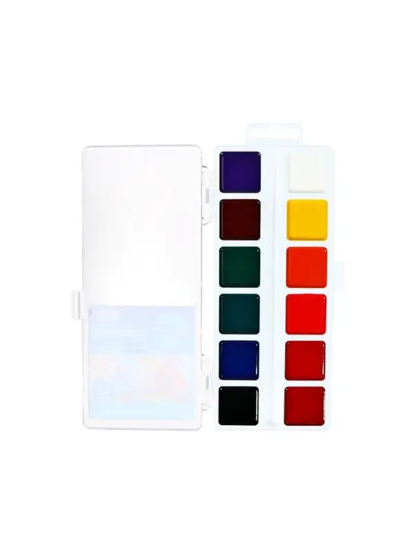 Акварель медовая &laquo;Гамма. Юный художник&raquo;, 12 цветов, без кисти, пластик